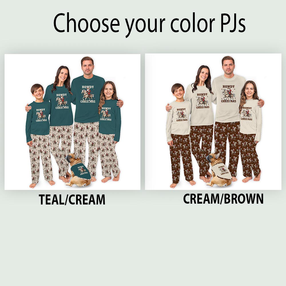 Brown Howdy Christmas Western Cowboy Jammies for Family