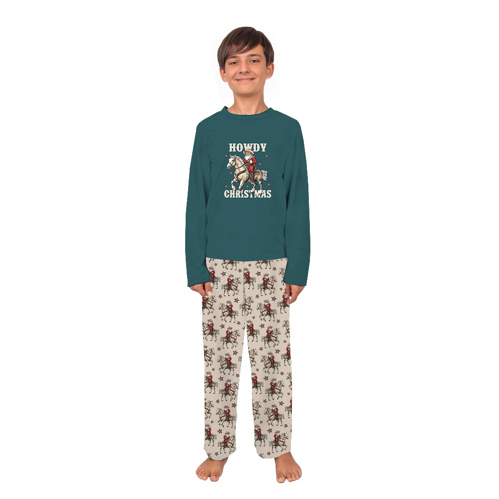 Brown Howdy Christmas Western Cowboy Jammies for Family