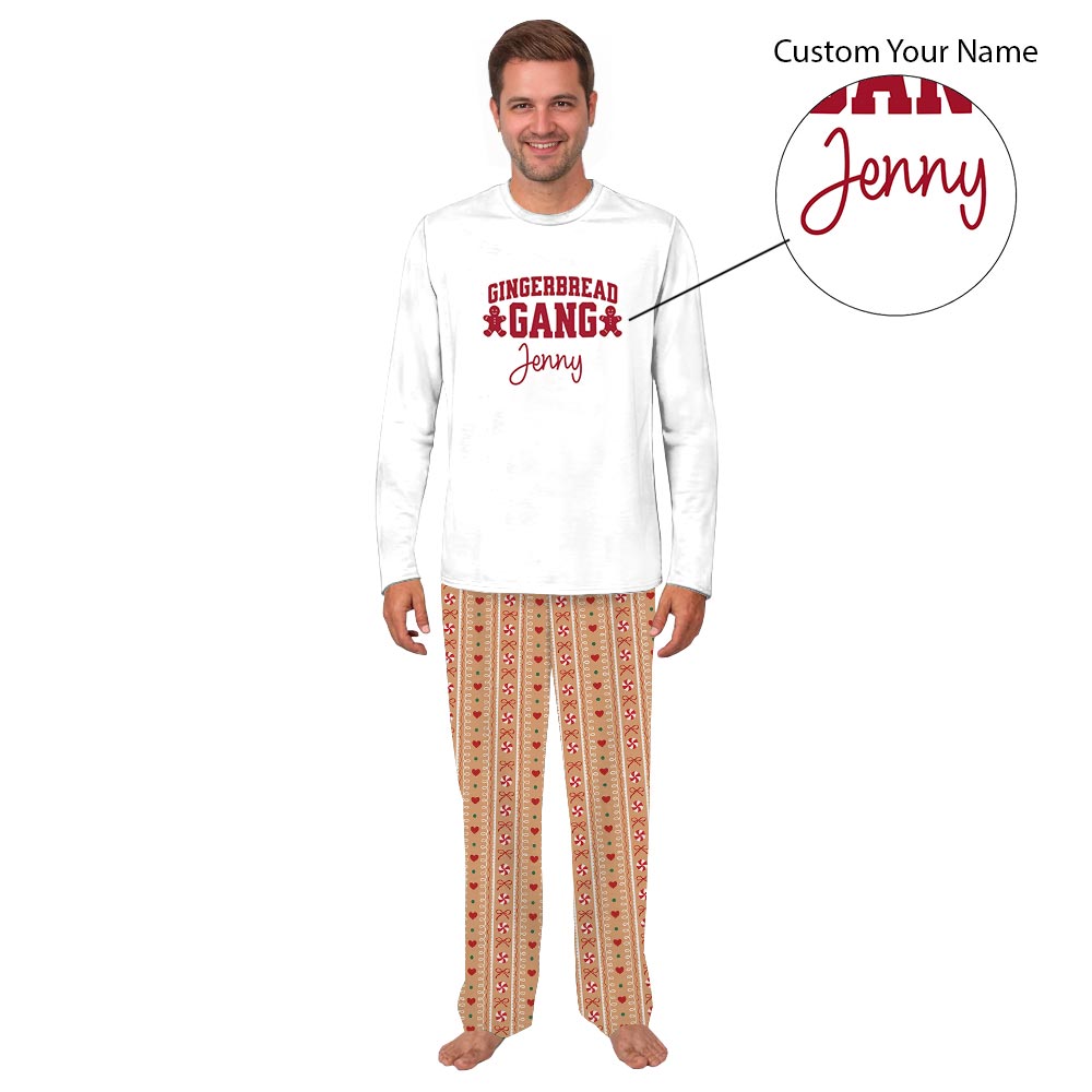 Gingerbread Gang Family Christmas Pajama Matching Sets with Name Custom