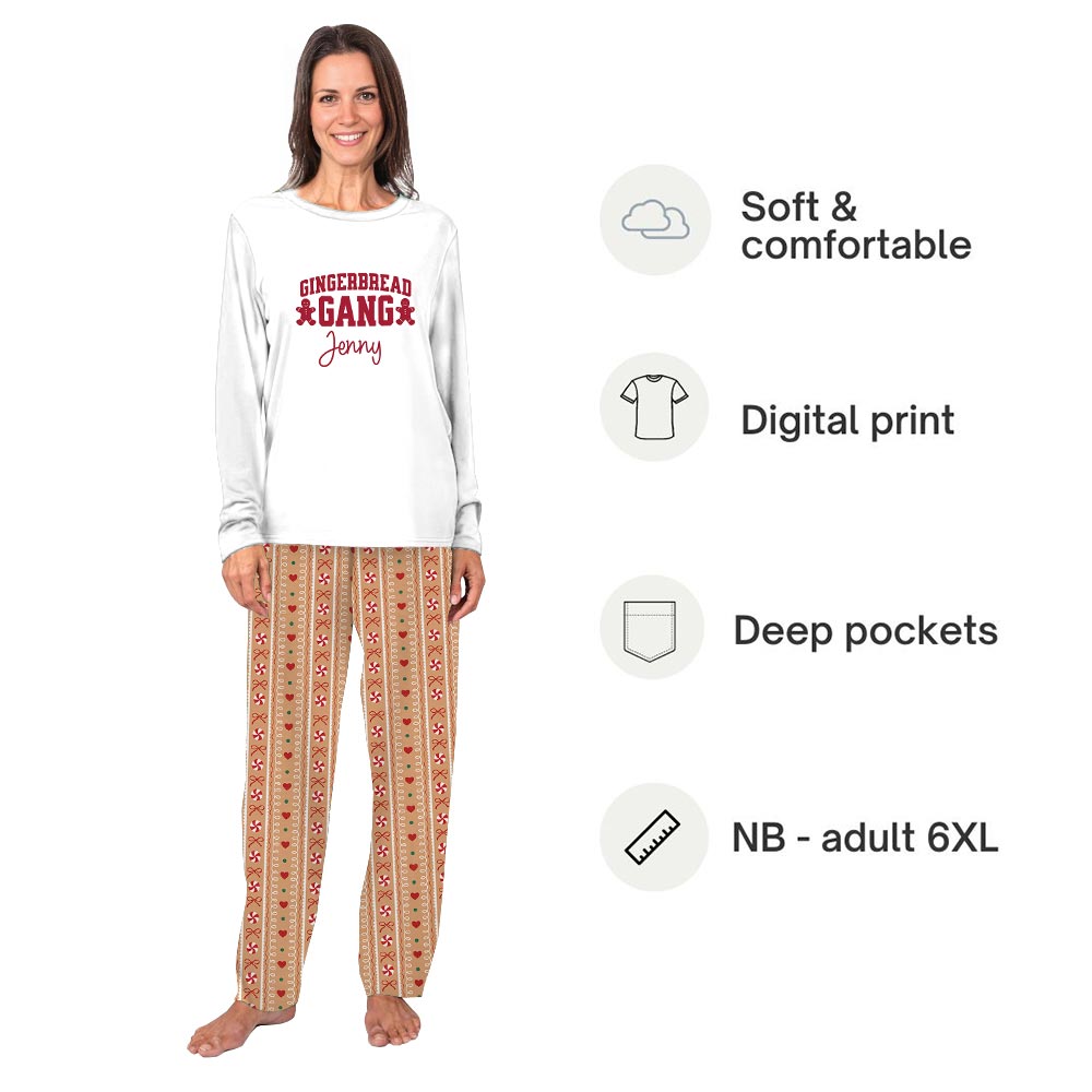 Gingerbread Gang Family Christmas Pajama Matching Sets with Name Custom