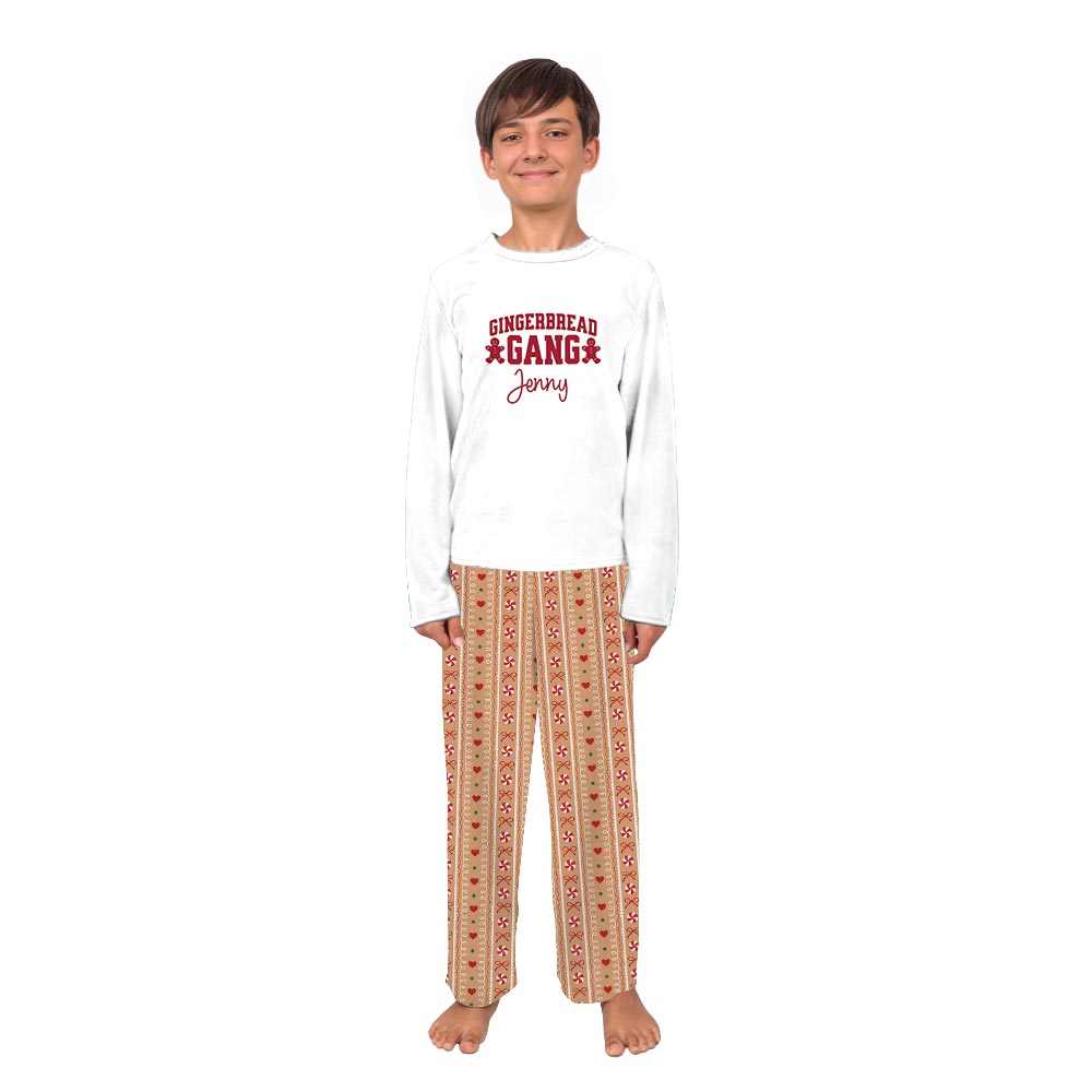 Gingerbread Gang Family Christmas Pajama Matching Sets with Name Custom