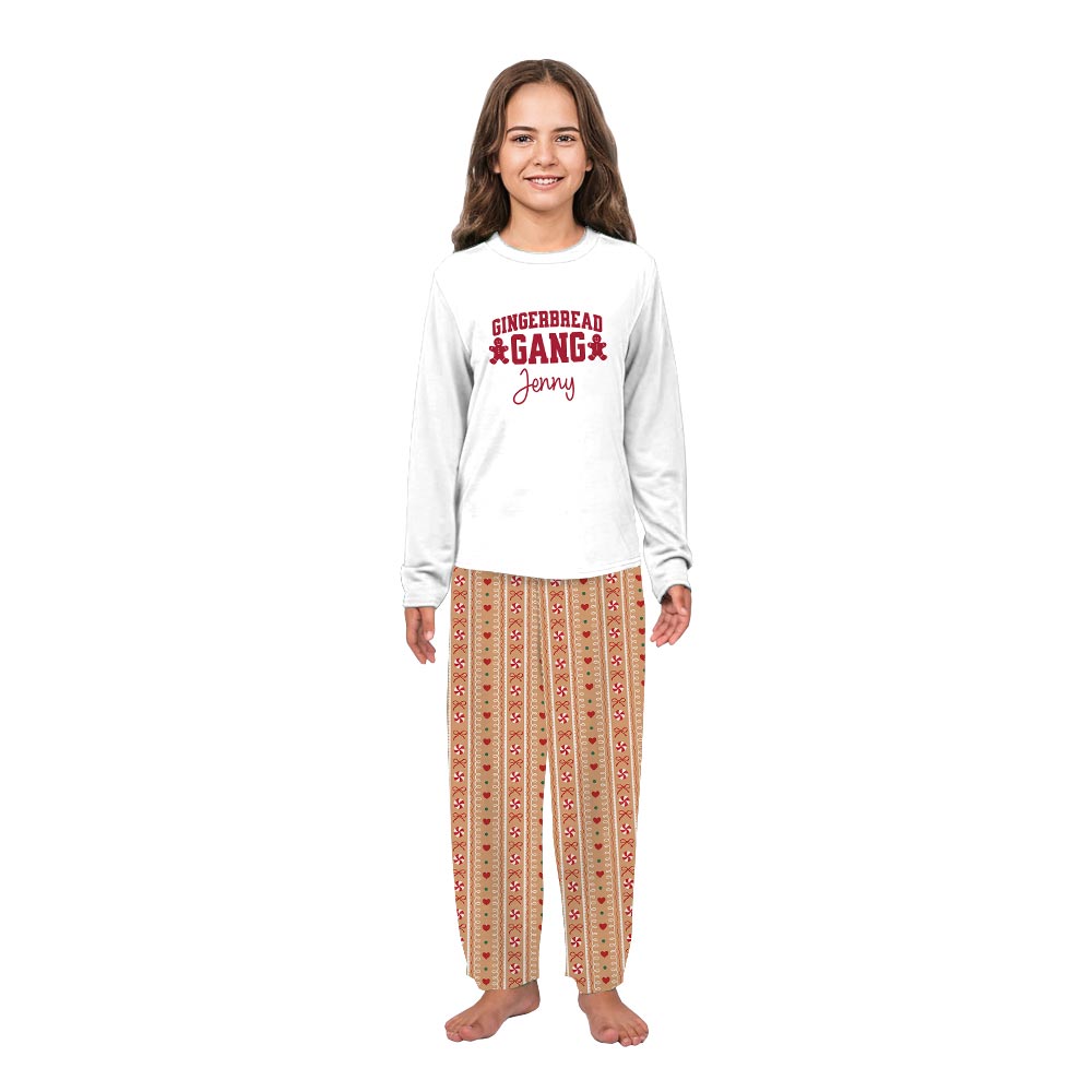 Gingerbread Gang Family Christmas Pajama Matching Sets with Name Custom