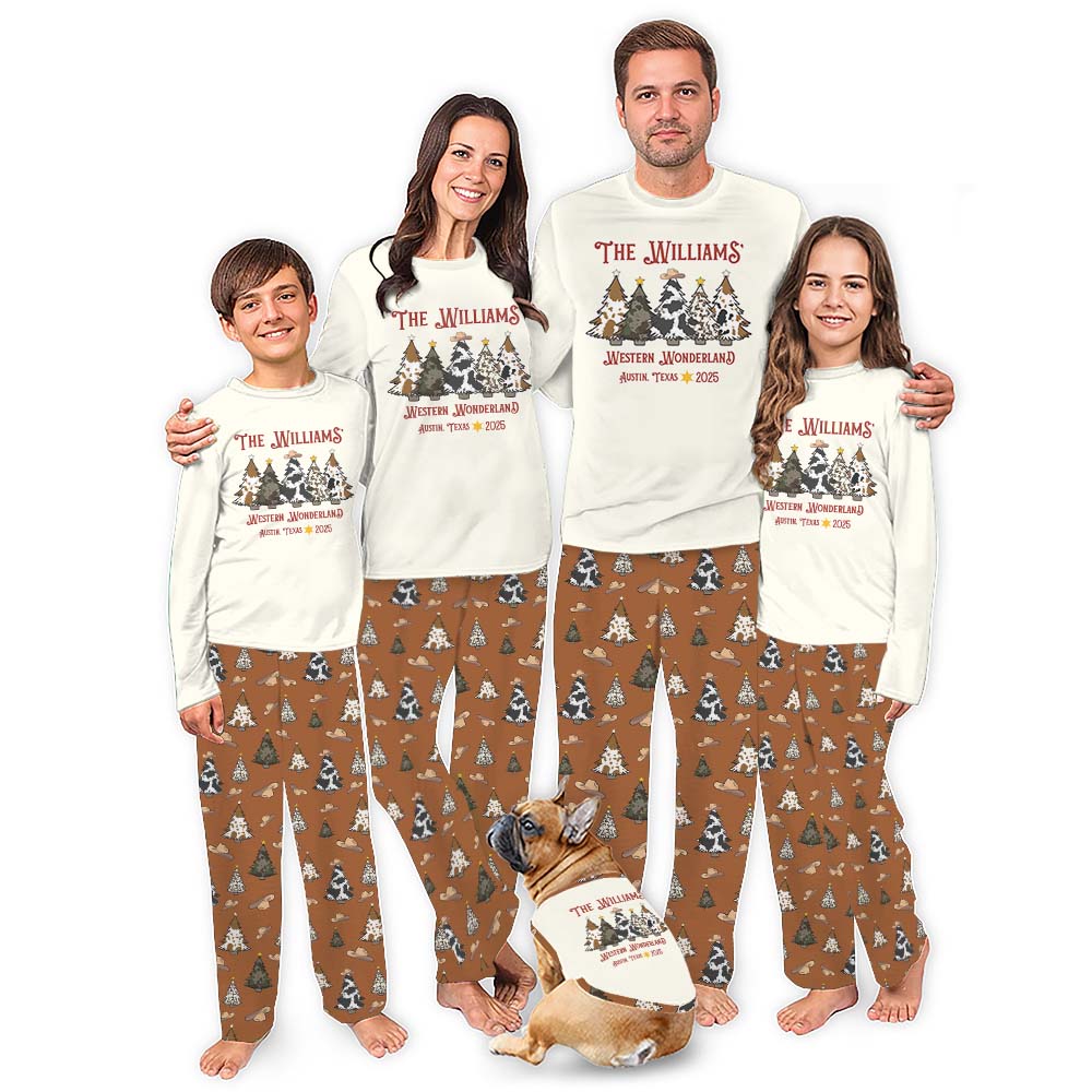 Customizable Family Western Christmas Pajamas With Plus Size