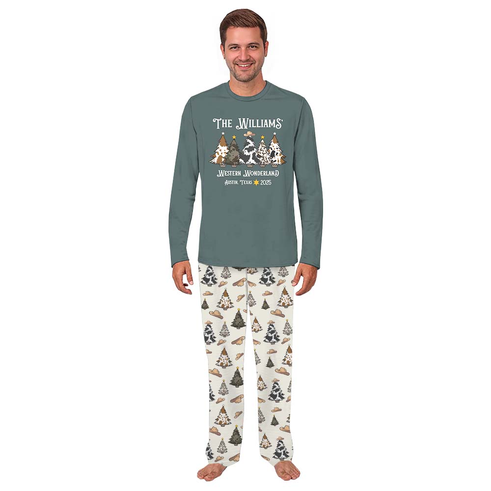 Customizable Family Western Christmas Pajamas With Plus Size