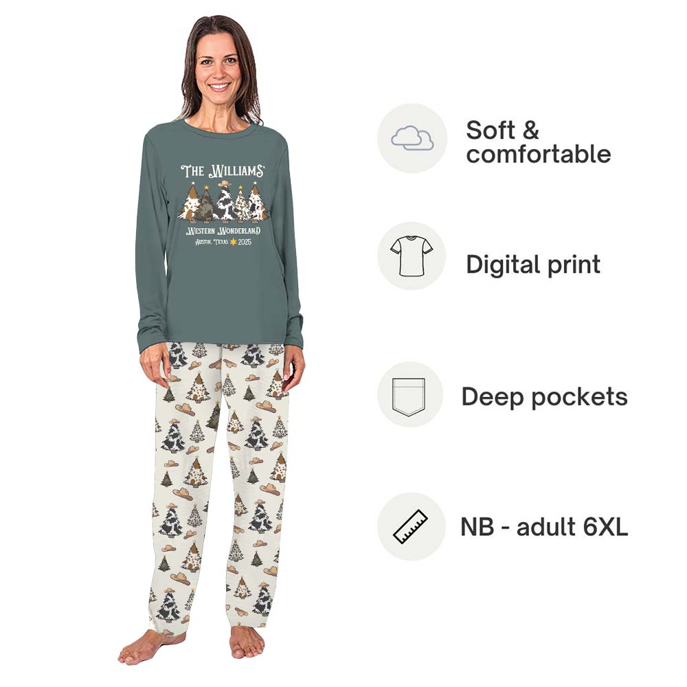 Customizable Family Western Christmas Pajamas With Plus Size