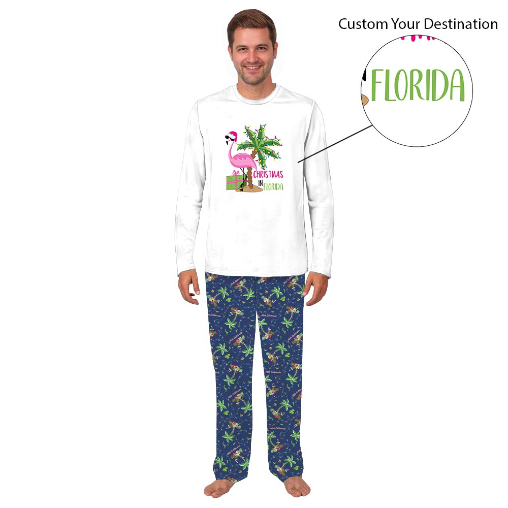 Tropical Christmas Pajamas with Text Custom Christmas PJs Tropical Christmas Pajamas with Text Custom Christmas PJs