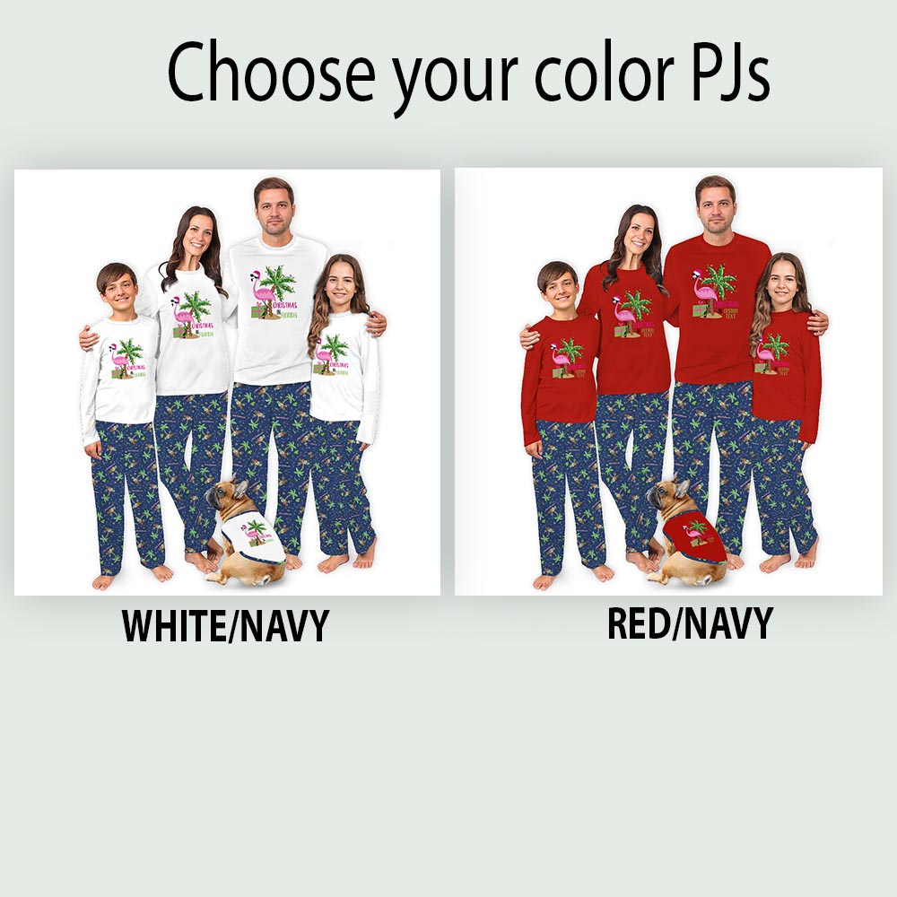 Tropical Christmas Pajamas with Text Custom Christmas PJs Tropical Christmas Pajamas with Text Custom Christmas PJs