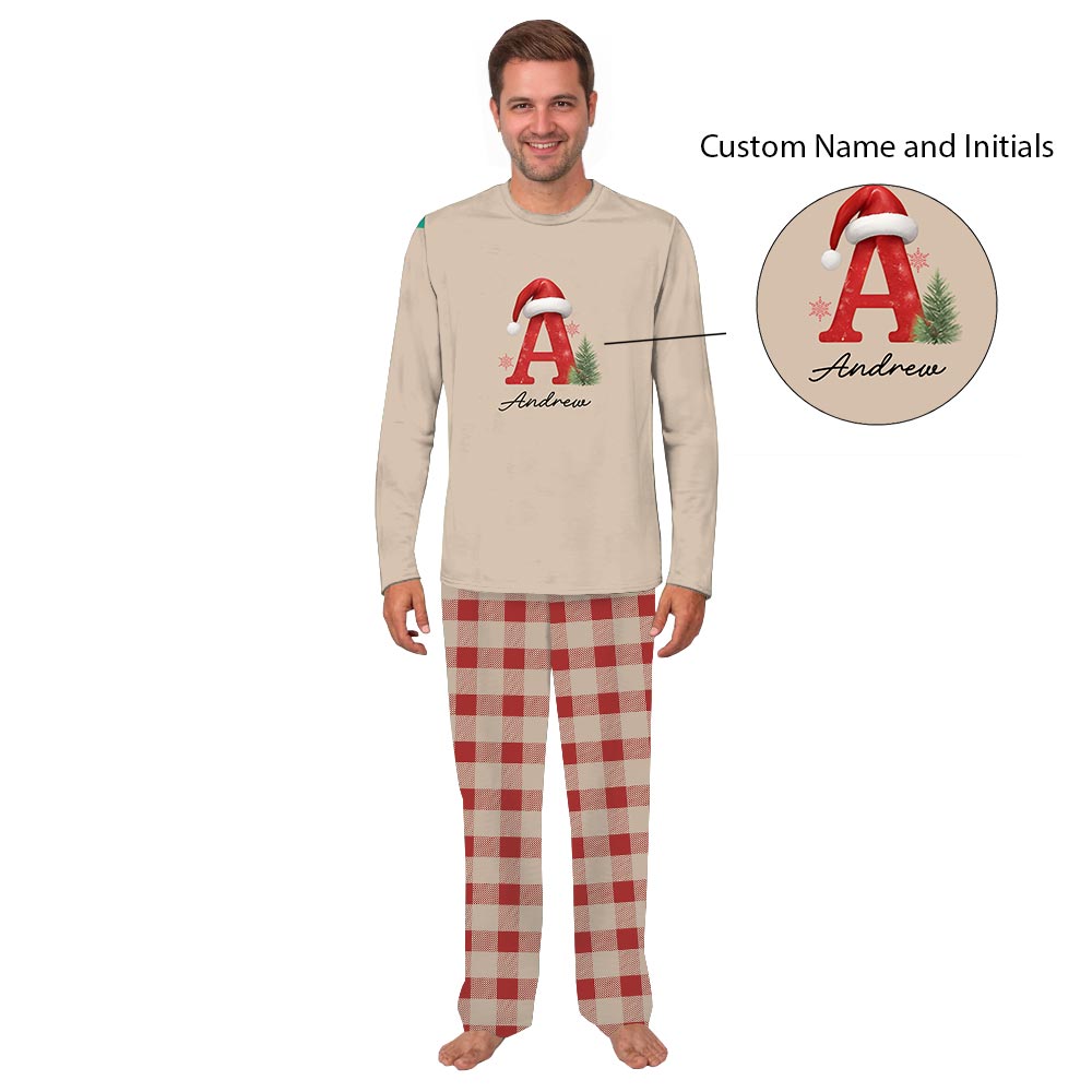 Monogrammed Custom Letter Matching Family Plaid Christmas Pajamas Monogrammed Custom Letter Matching Family Plaid Christmas Pajamas