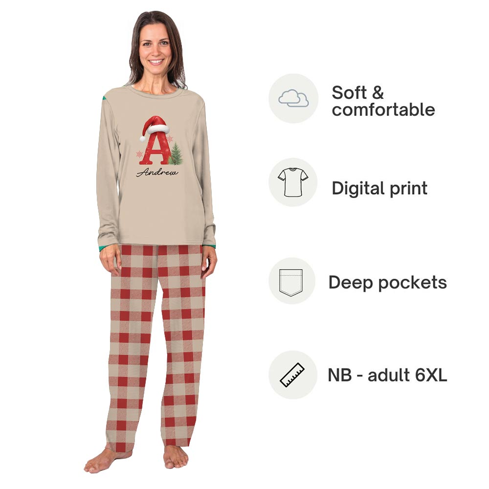 Monogrammed Custom Letter Matching Family Plaid Christmas Pajamas Monogrammed Custom Letter Matching Family Plaid Christmas Pajamas