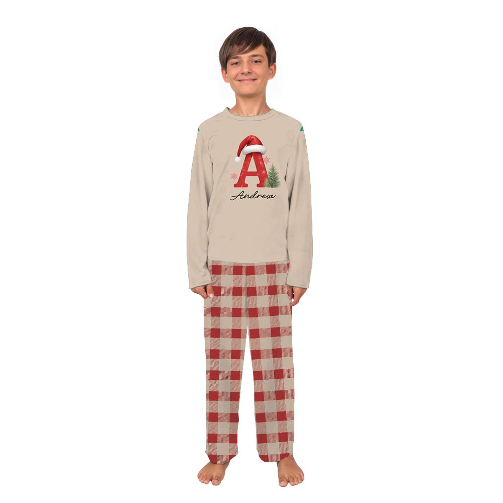 Monogrammed Custom Letter Matching Family Plaid Christmas Pajamas Monogrammed Custom Letter Matching Family Plaid Christmas Pajamas