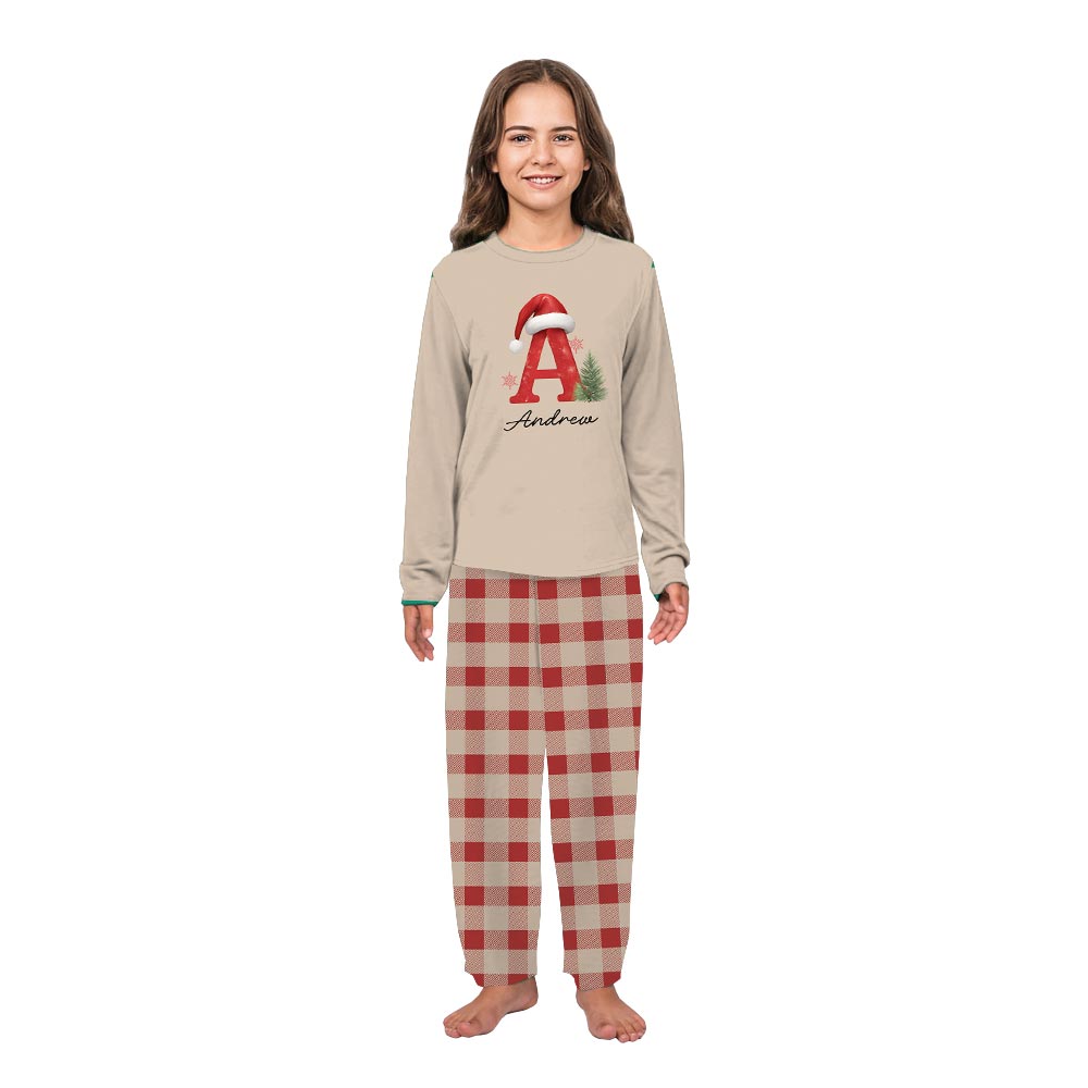 Monogrammed Custom Letter Matching Family Plaid Christmas Pajamas Monogrammed Custom Letter Matching Family Plaid Christmas Pajamas