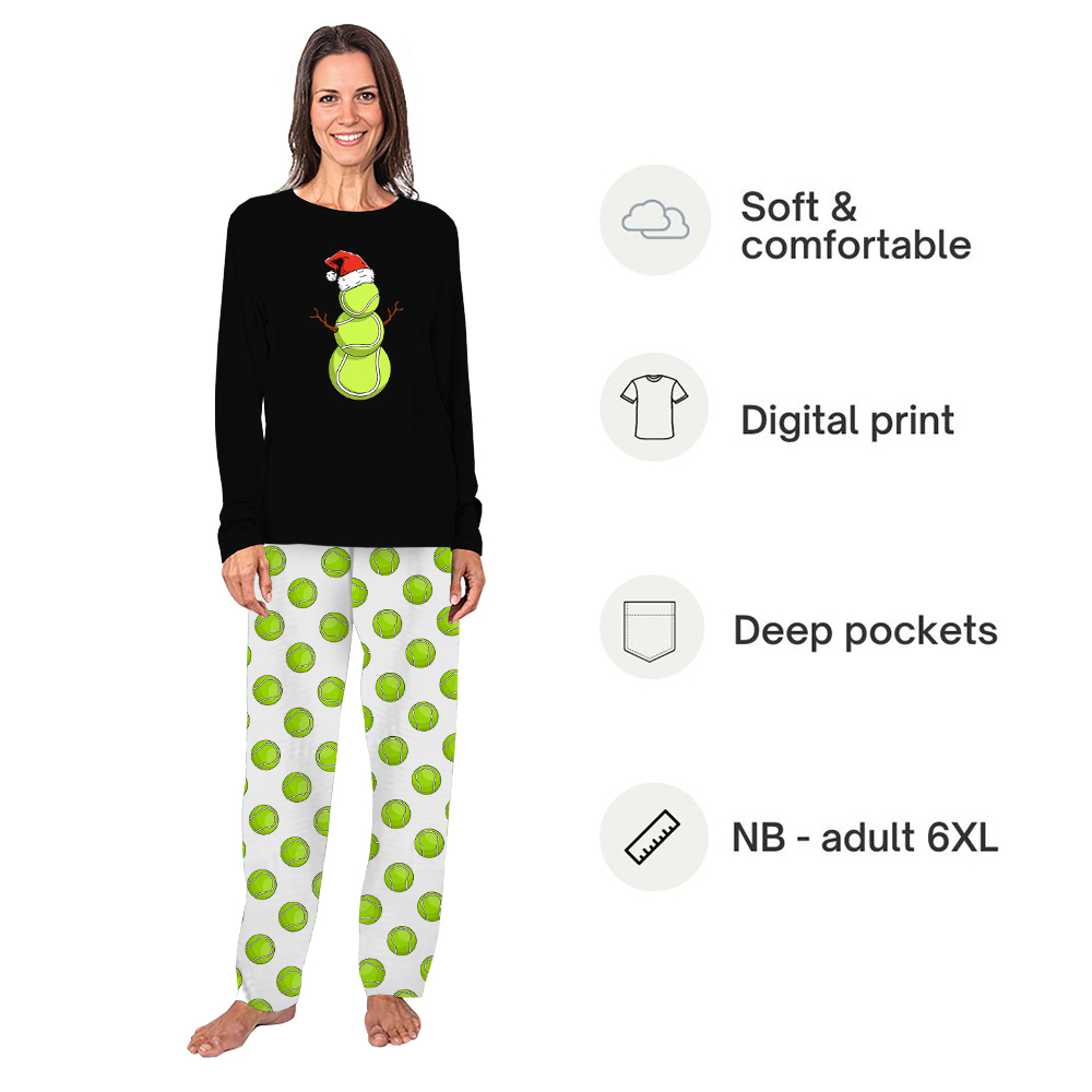 Funny Tennis Snowman Matching Long Sleeve Christmas Pajamas Funny Tennis Snowman Matching Long Sleeve Christmas Pajamas
