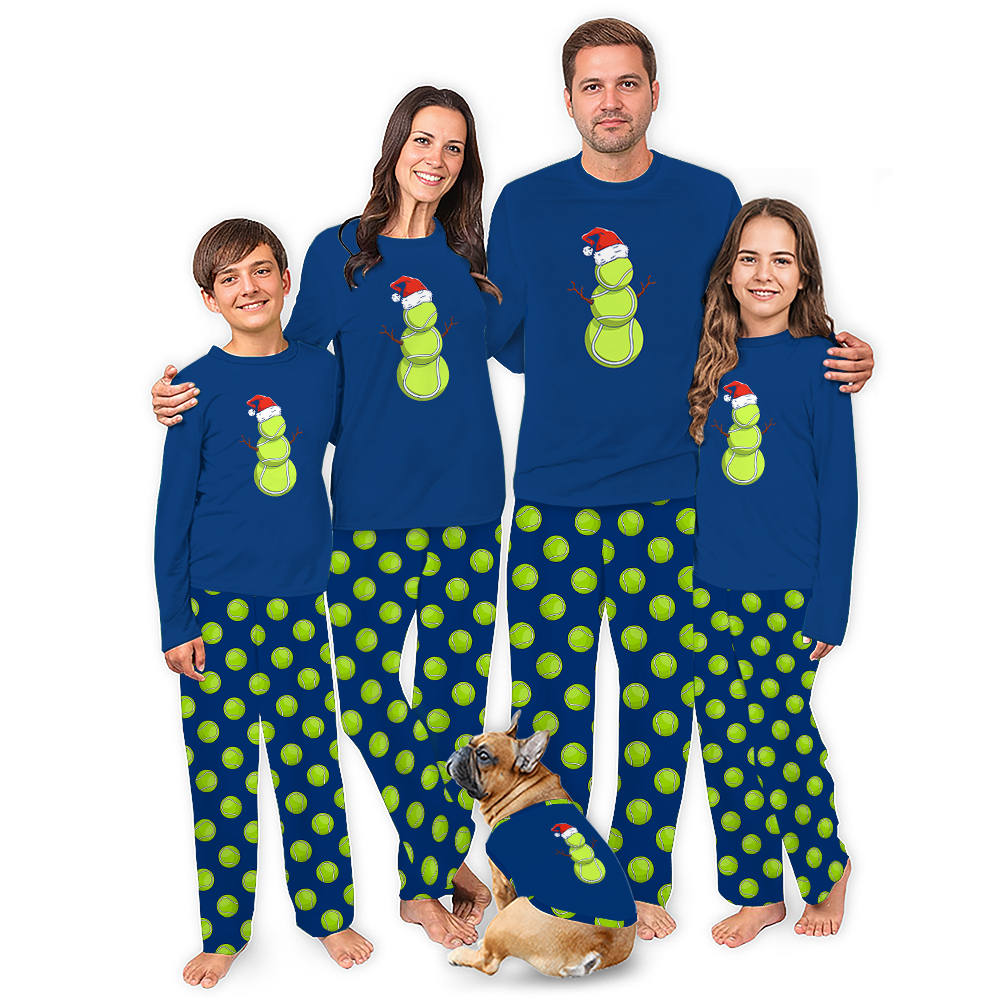 Funny Tennis Snowman Matching Long Sleeve Christmas Pajamas Funny Tennis Snowman Matching Long Sleeve Christmas Pajamas