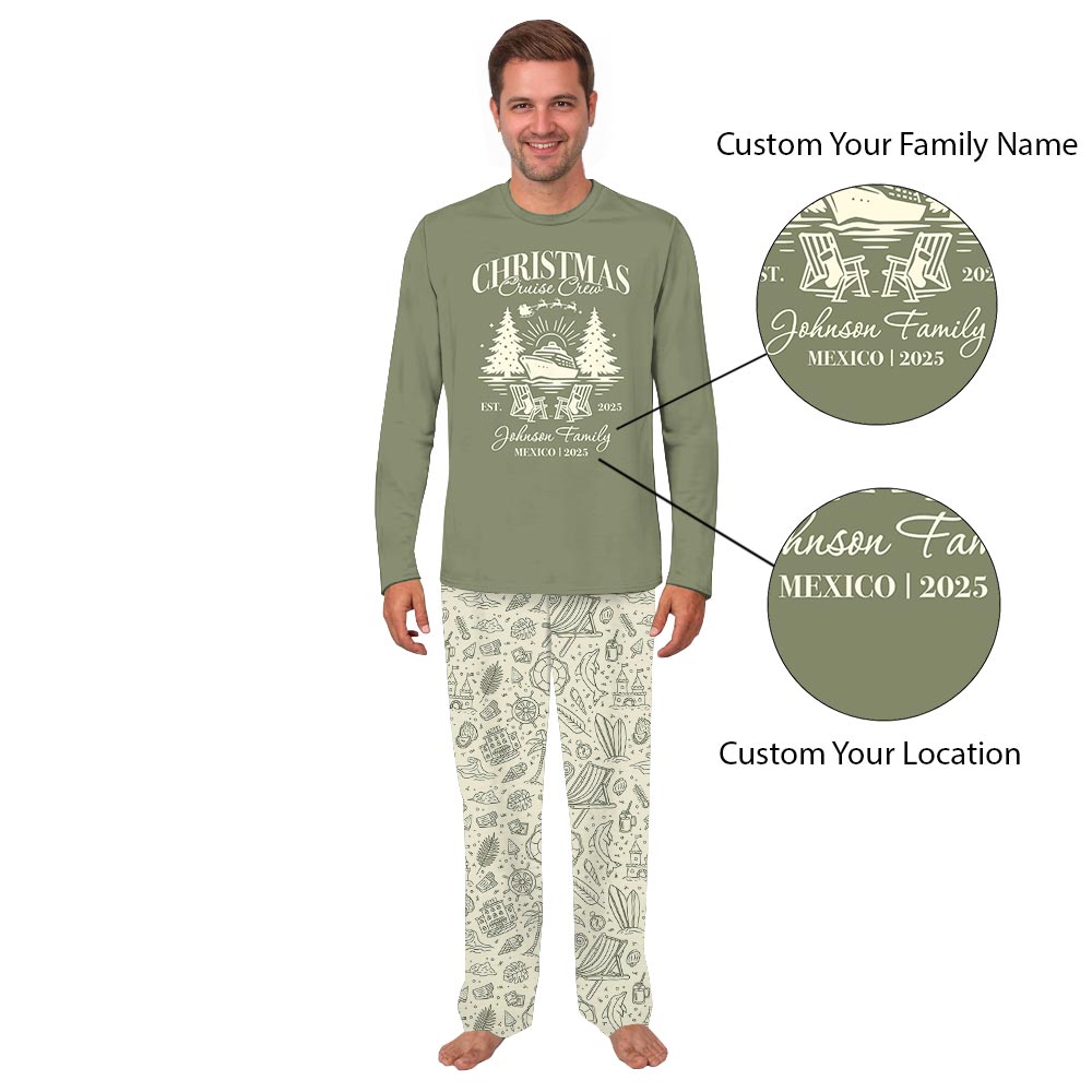 Custom Crew Christmas Cruise Ship Pajamas Matching Owner and Dog