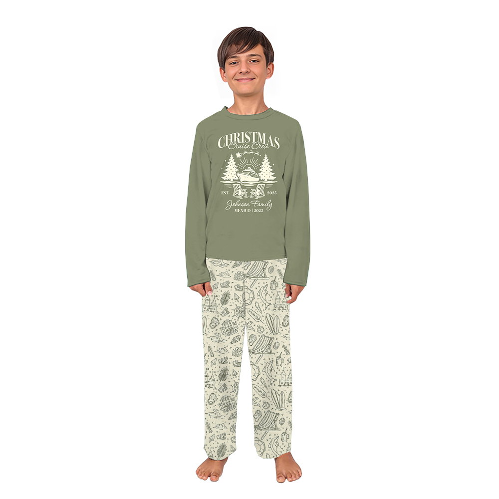 Custom Crew Christmas Cruise Ship Pajamas Matching Owner and Dog
