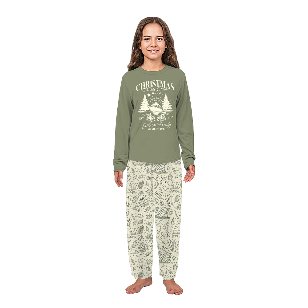 Custom Crew Christmas Cruise Ship Pajamas Matching Owner and Dog
