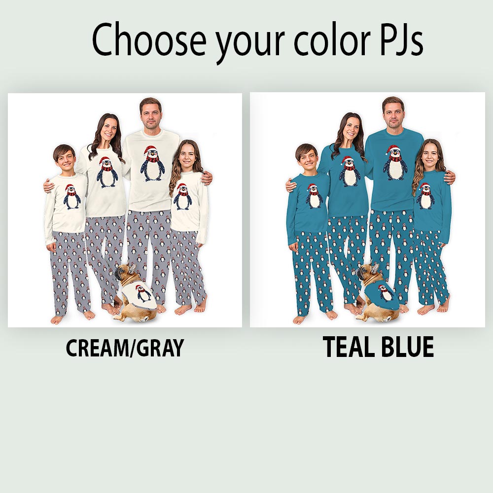 Funny Christmas Penguin Pajamas Matching Dog and Owner