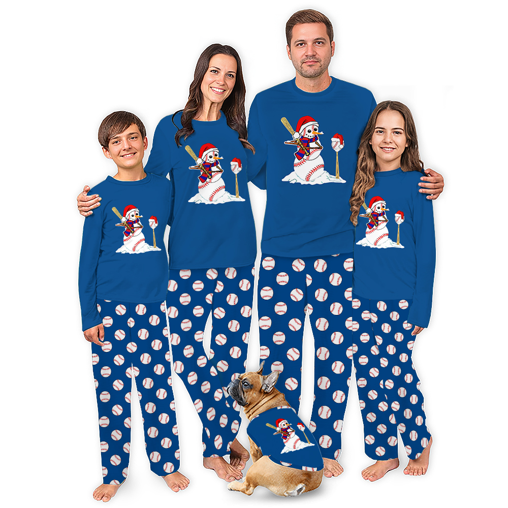 Snowman Playing Baseball Plus Size Christmas Family Pajamas Snowman Playing Baseball Plus Size Christmas Family Pajamas