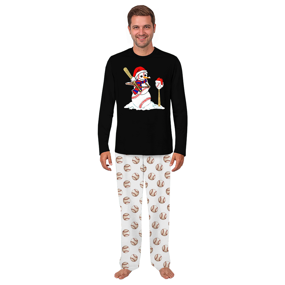 Snowman Playing Baseball Plus Size Christmas Family Pajamas Snowman Playing Baseball Plus Size Christmas Family Pajamas