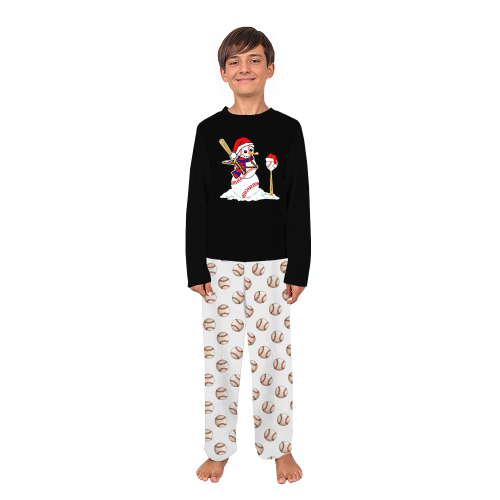 Snowman Playing Baseball Plus Size Christmas Family Pajamas Snowman Playing Baseball Plus Size Christmas Family Pajamas