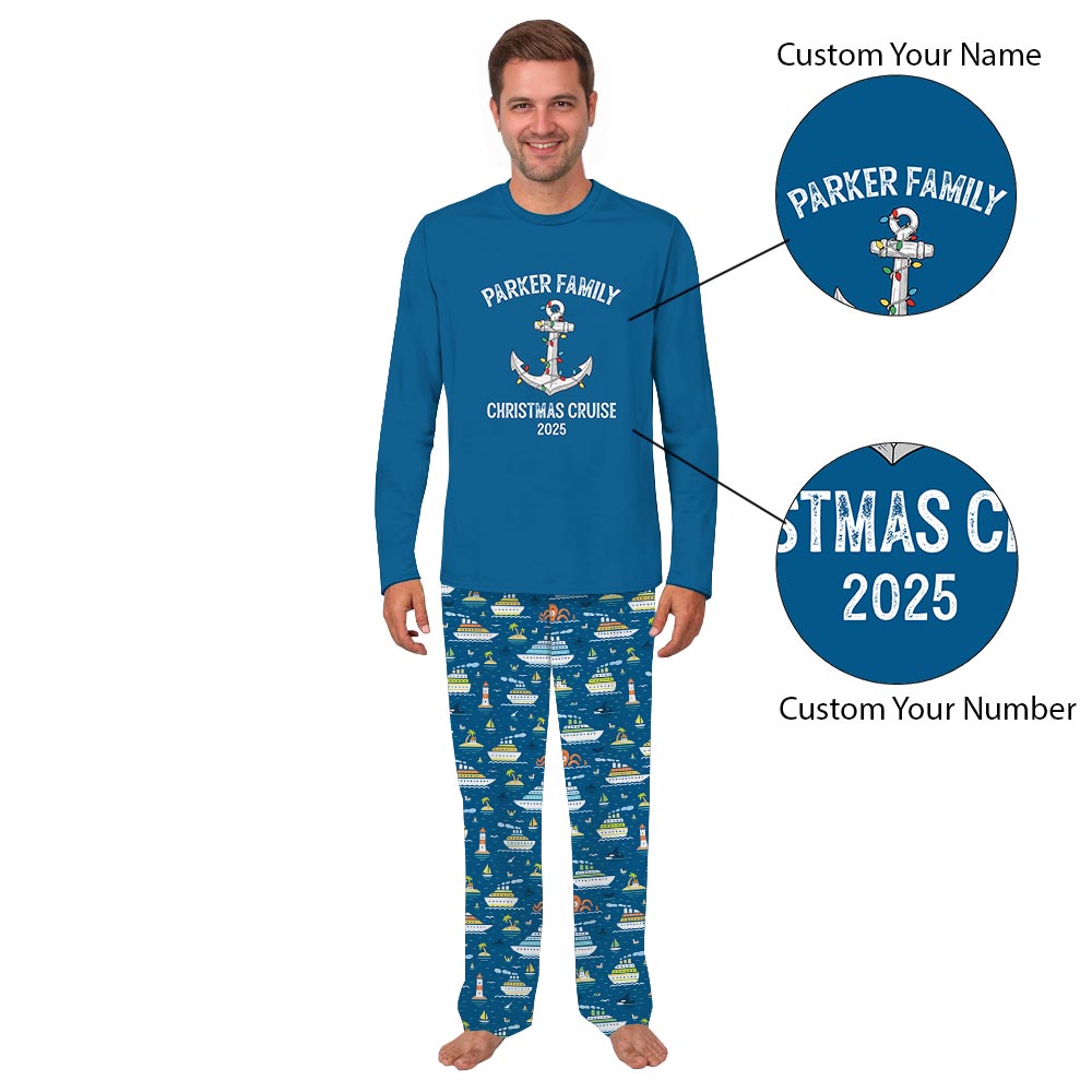Christmas Cruise with Name and Number Custom Holiday Pajamas