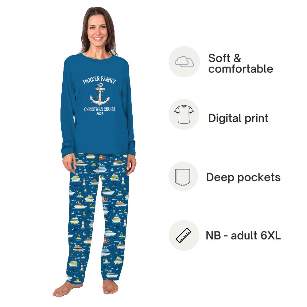 Christmas Cruise with Name and Number Custom Holiday Pajamas