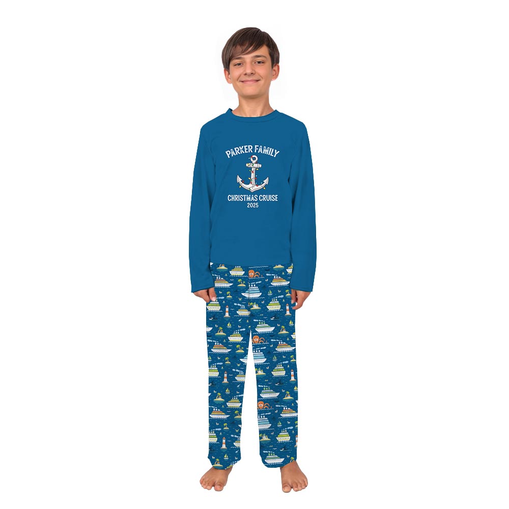 Christmas Cruise with Name and Number Custom Holiday Pajamas