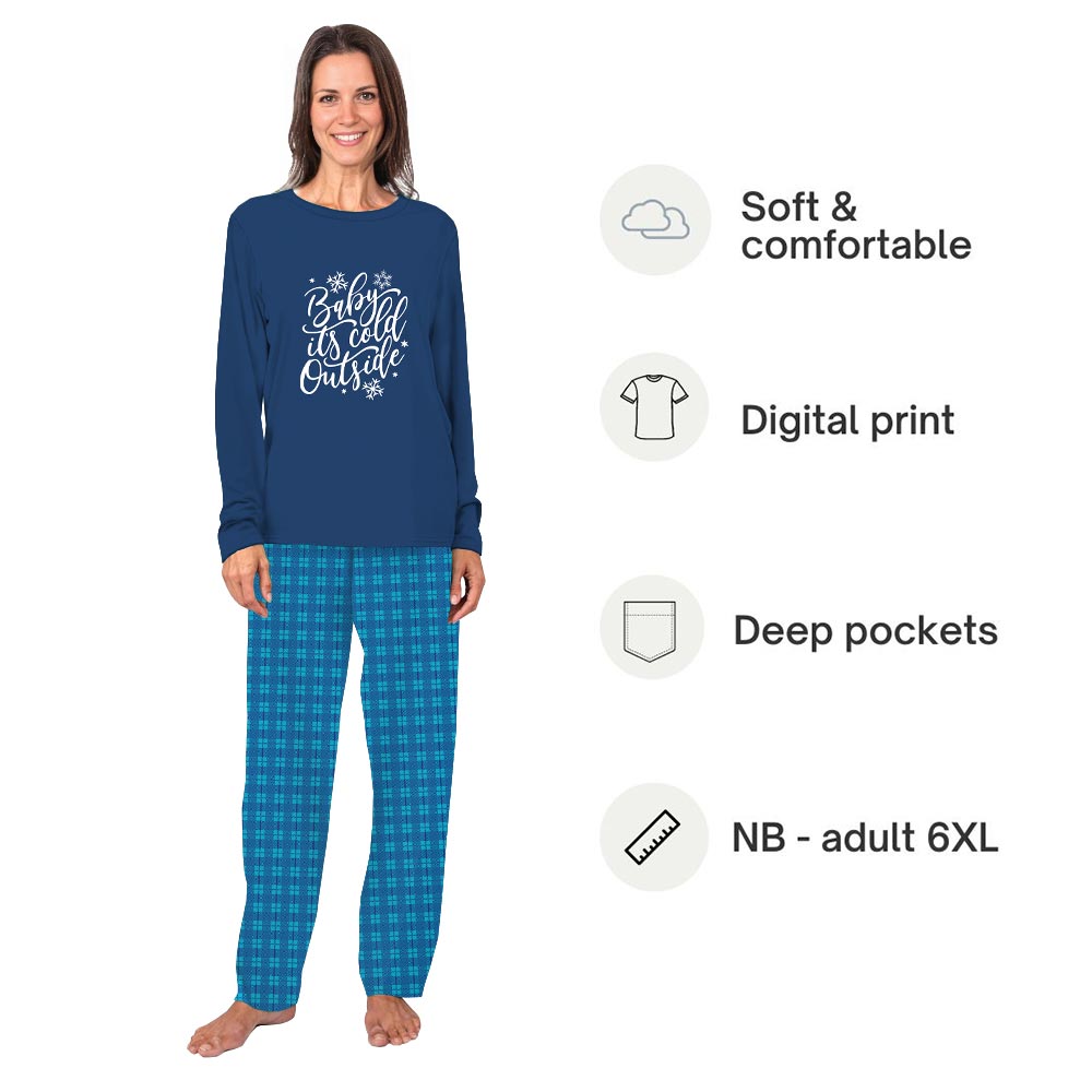 Blue Snowflake and Festive Quote Christmas Holiday Family Pajamas Blue Snowflake and Festive Quote Christmas Holiday Family Pajamas