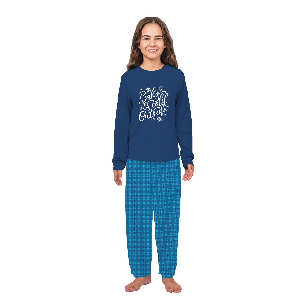 Blue Snowflake and Festive Quote Christmas Holiday Family Pajamas Blue Snowflake and Festive Quote Christmas Holiday Family Pajamas