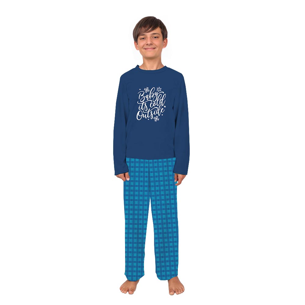 Blue Snowflake and Festive Quote Christmas Holiday Family Pajamas Blue Snowflake and Festive Quote Christmas Holiday Family Pajamas
