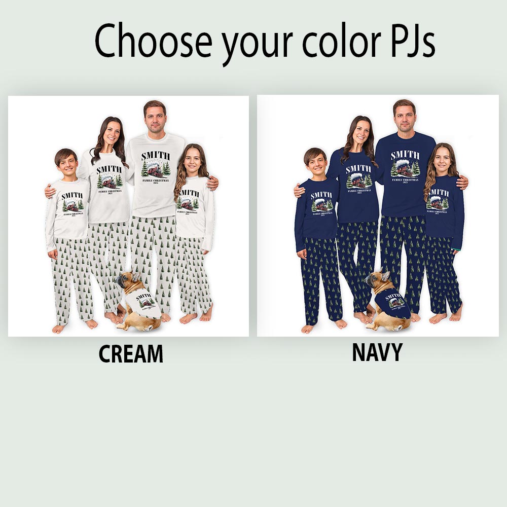 Personalized Train Christmas Holiday Pajamas With Family Name Personalized Train Christmas Holiday Pajamas With Family Name