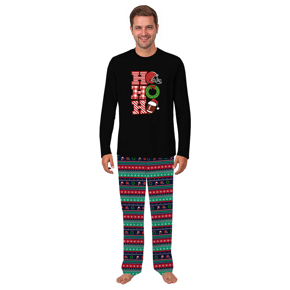 Funny Football Ho Ho Ho Matching Christmas Pjs With Dog