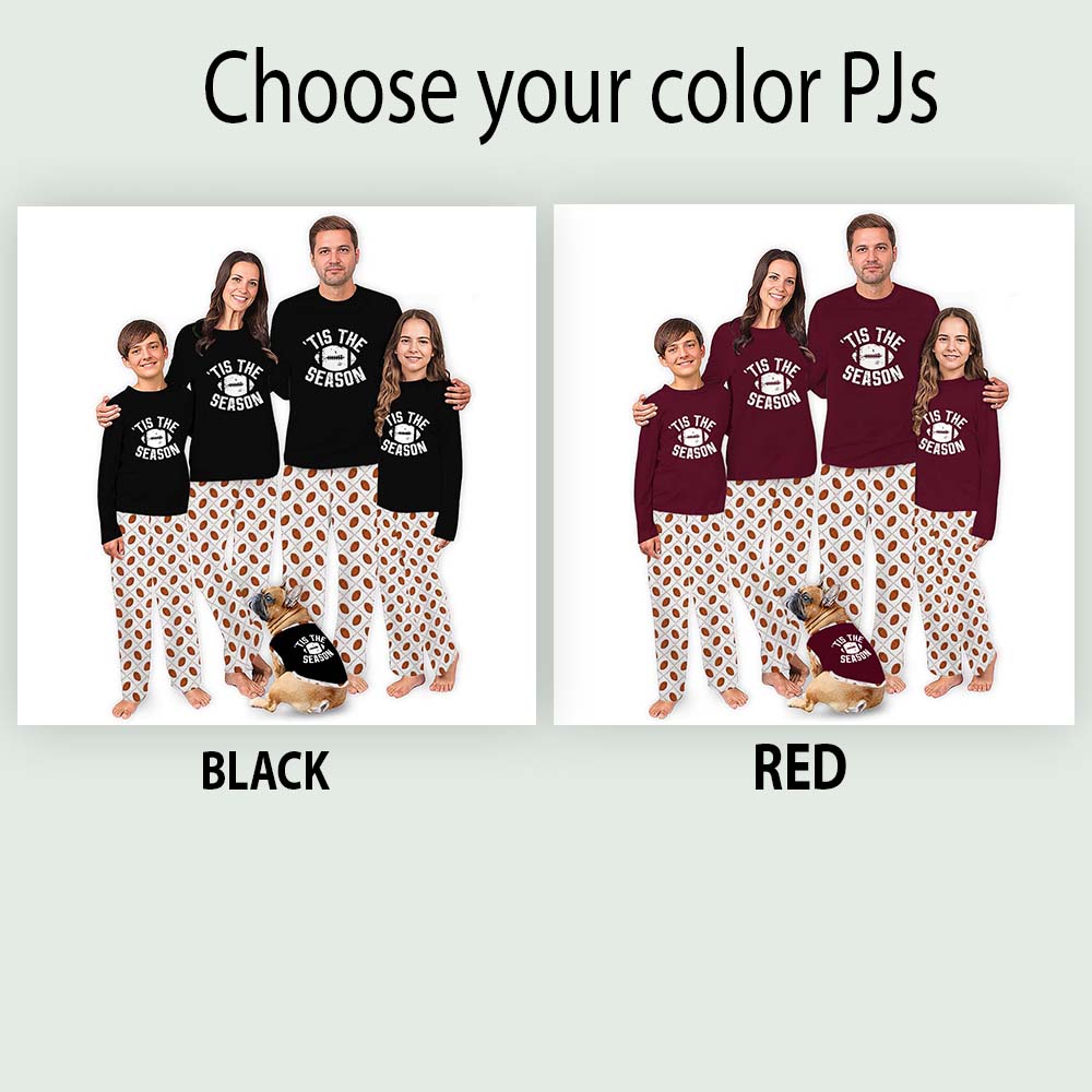 Red American Football Long Sleeve Christmas Pajamas Saying Tis The Season Red American Football Long Sleeve Christmas Pajamas Saying Tis The Season