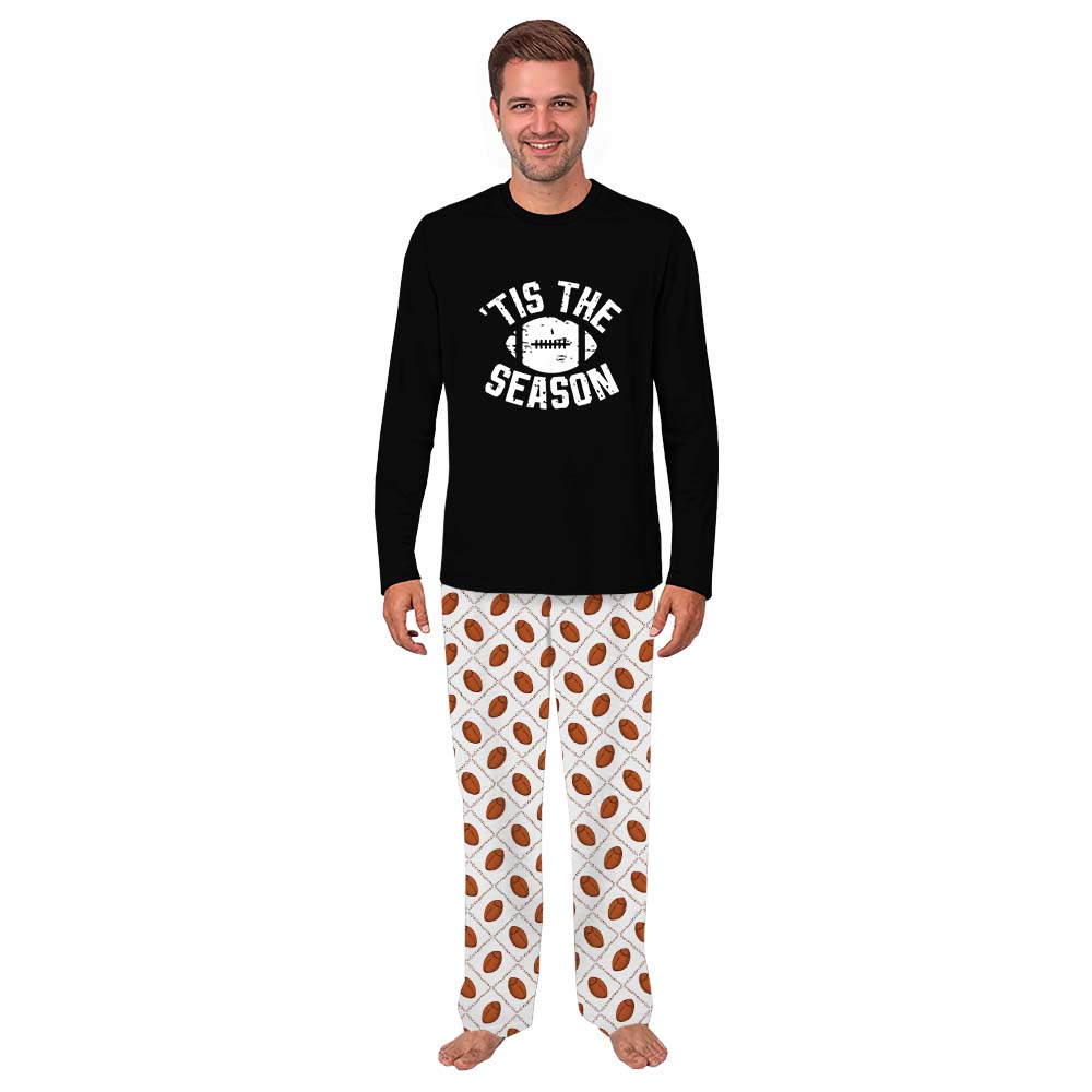 Red American Football Long Sleeve Christmas Pajamas Saying Tis The Season Red American Football Long Sleeve Christmas Pajamas Saying Tis The Season