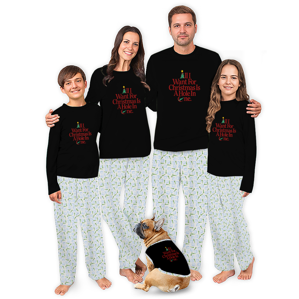 Hole In One Funny Golf Christmas Pajamas Matching Family and Dog Hole In One Funny Golf Christmas Pajamas Matching Family and Dog
