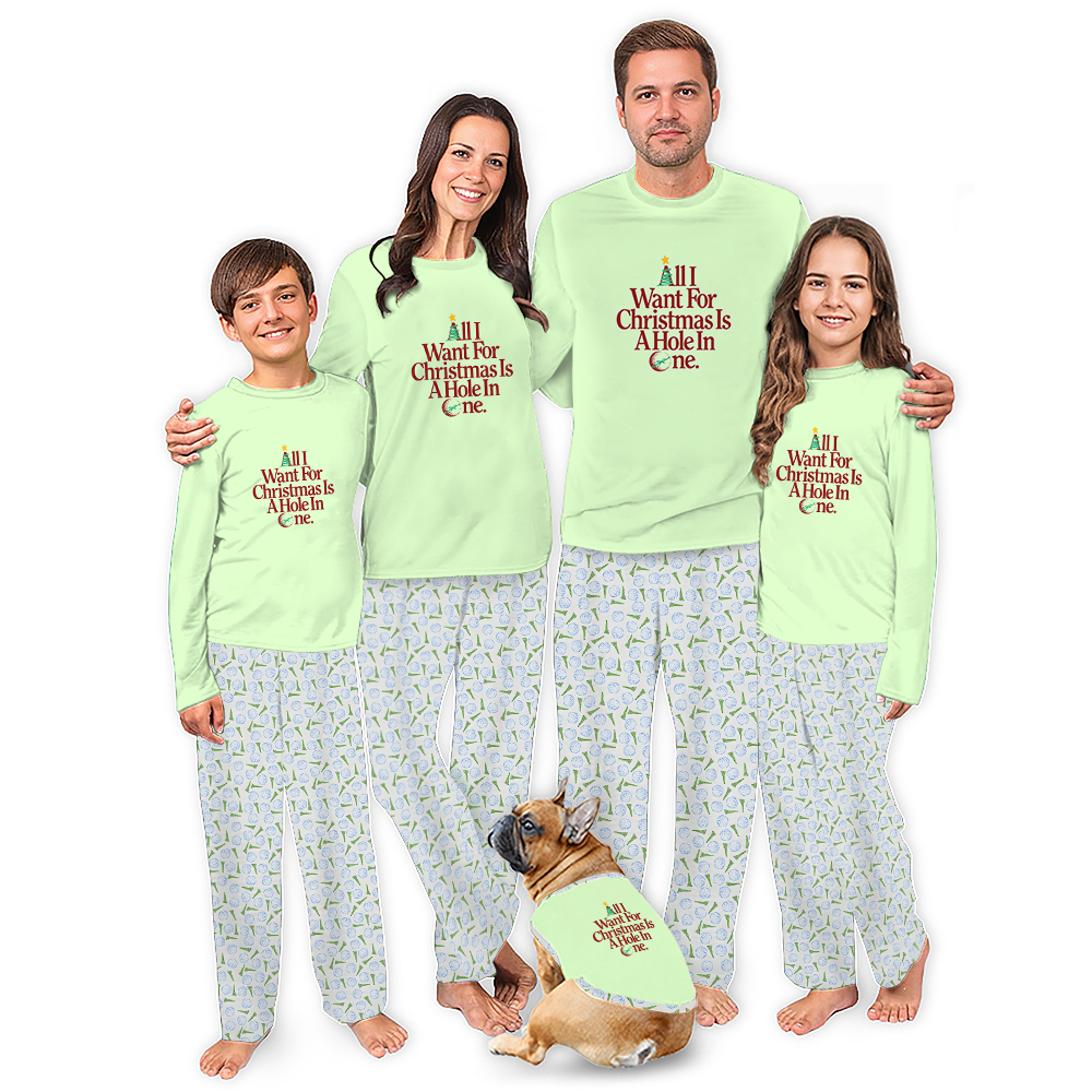 Hole In One Funny Golf Christmas Pajamas Matching Family and Dog Hole In One Funny Golf Christmas Pajamas Matching Family and Dog