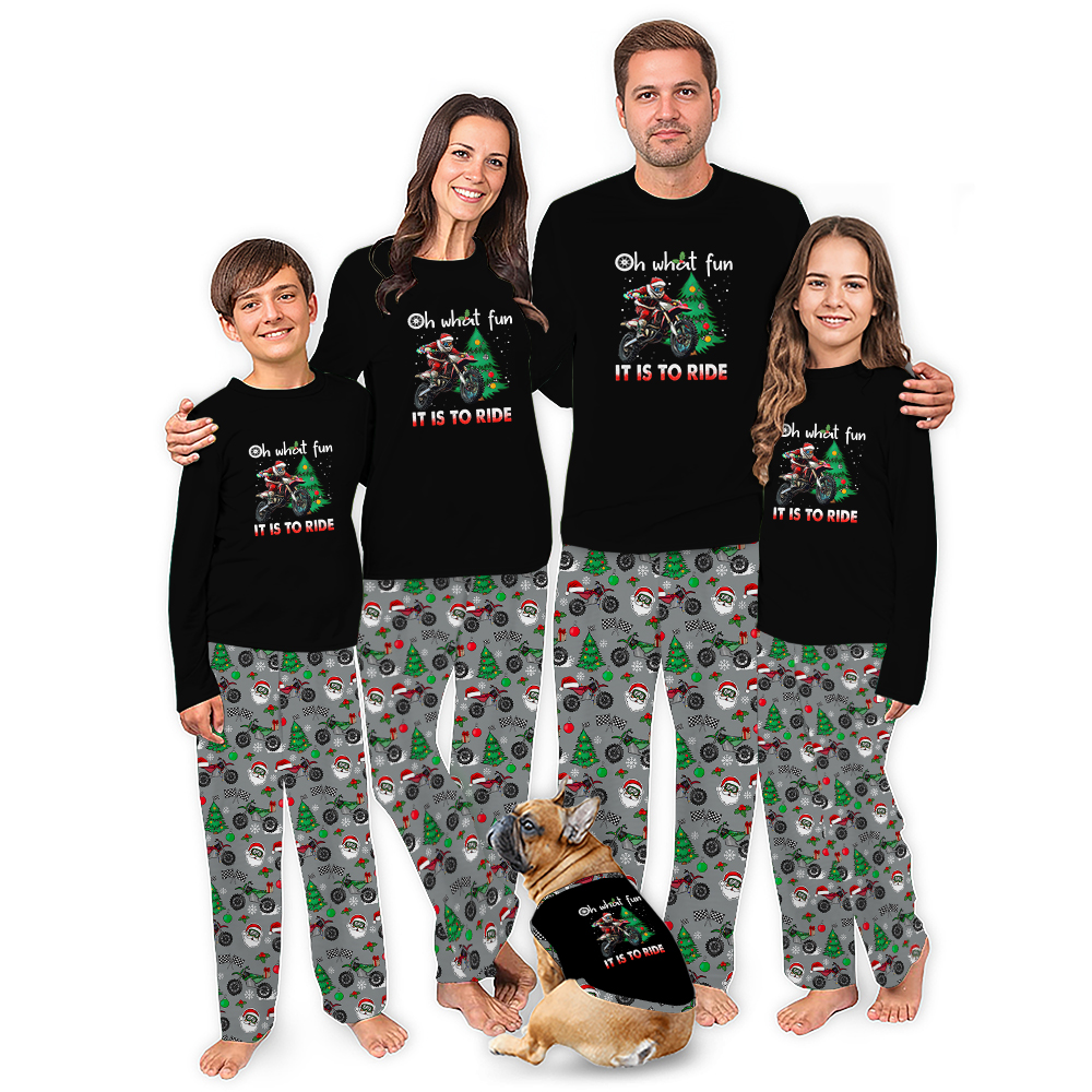 Santa Motocross Christmas Pajamas Saying Oh What Fun It is To Ride Santa Motocross Christmas Pajamas Saying Oh What Fun It is To Ride
