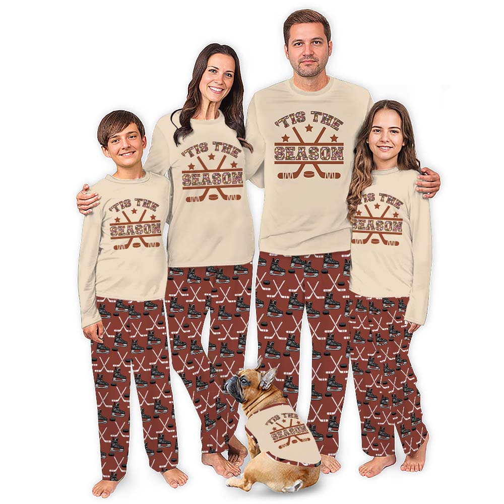 Cute Matching Hockey Christmas Pajamas Saying Tis The Season