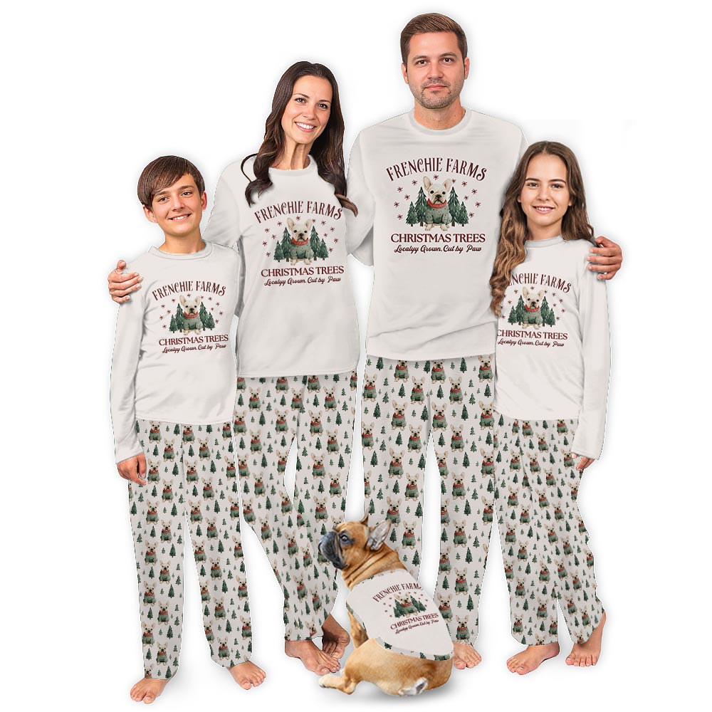 Frenchie Farms Bulldog Matching Christmas Pajamas And Dog Frenchie Farms Bulldog Matching Christmas Pajamas And Dog