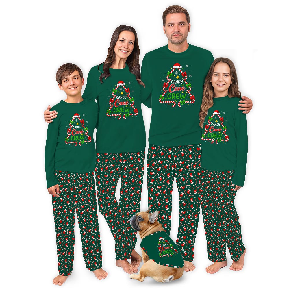Green Candy Cane and Christmas Tree Holiday Pajama Sets Green Candy Cane and Christmas Tree Holiday Pajama Sets