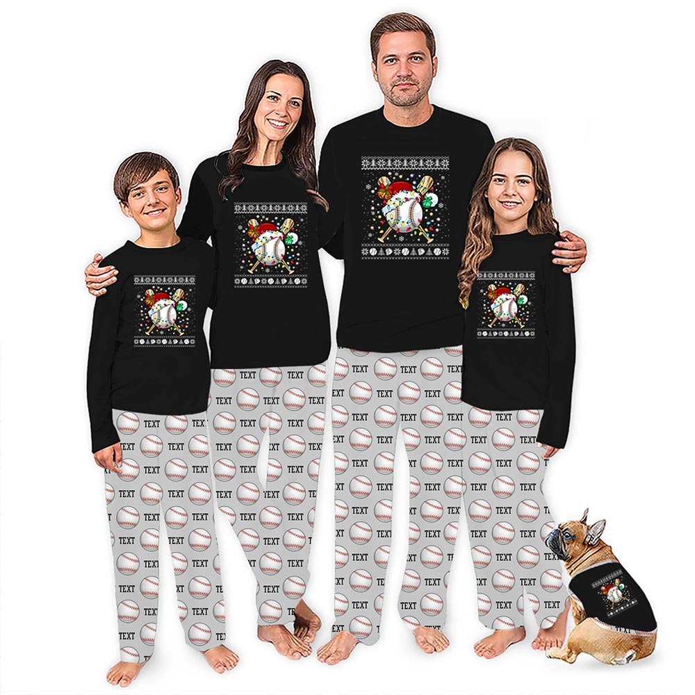 Festive Baseball with Pants Custom Christmas Pajamas Festive Baseball with Pants Custom Christmas Pajamas