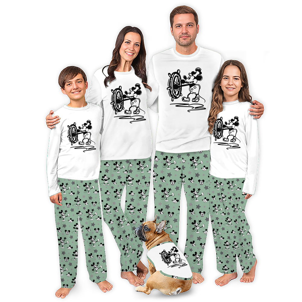 Steamboat Willie Mouse Cute Family Pajamas For Christmas