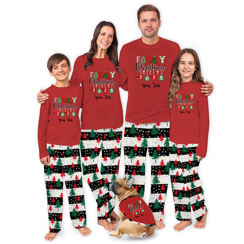 Text Personalized Christmas Jammies with Festive Christmas Theme Text Personalized Christmas Jammies with Festive Christmas Theme