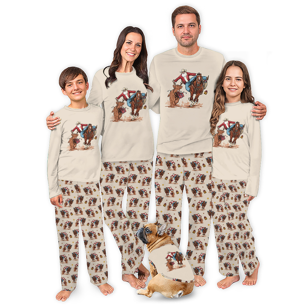 Christmas Western Pajamas With Santa Cowboy Matching Family
