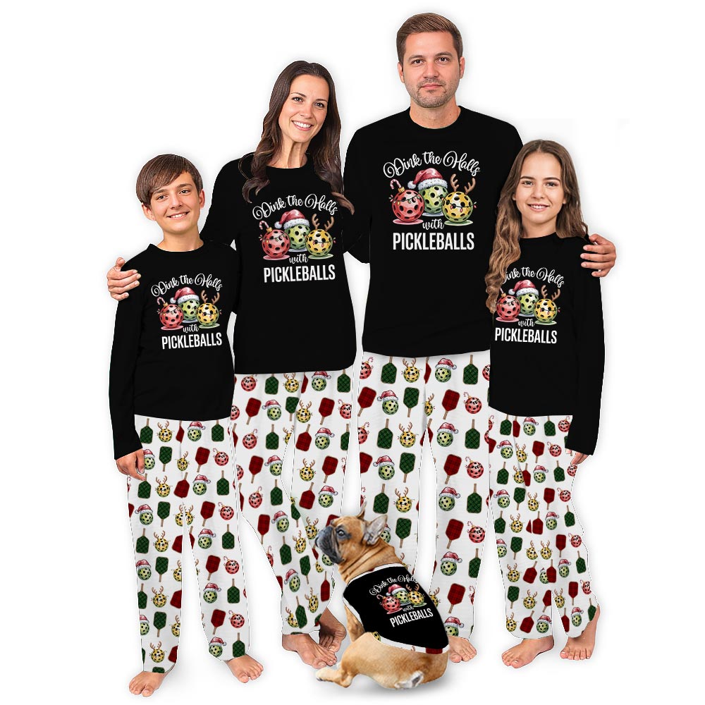 Dink The Halls with Pickleballs Quote Matching Dog And Family Pajamas Dink The Halls with Pickleballs Quote Matching Dog And Family Pajamas