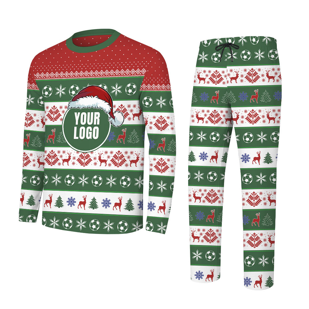 Custom Logo Christmas Soccer Pajamas For Group and Team Matching Custom Logo Christmas Soccer Pajamas For Group and Team Matching