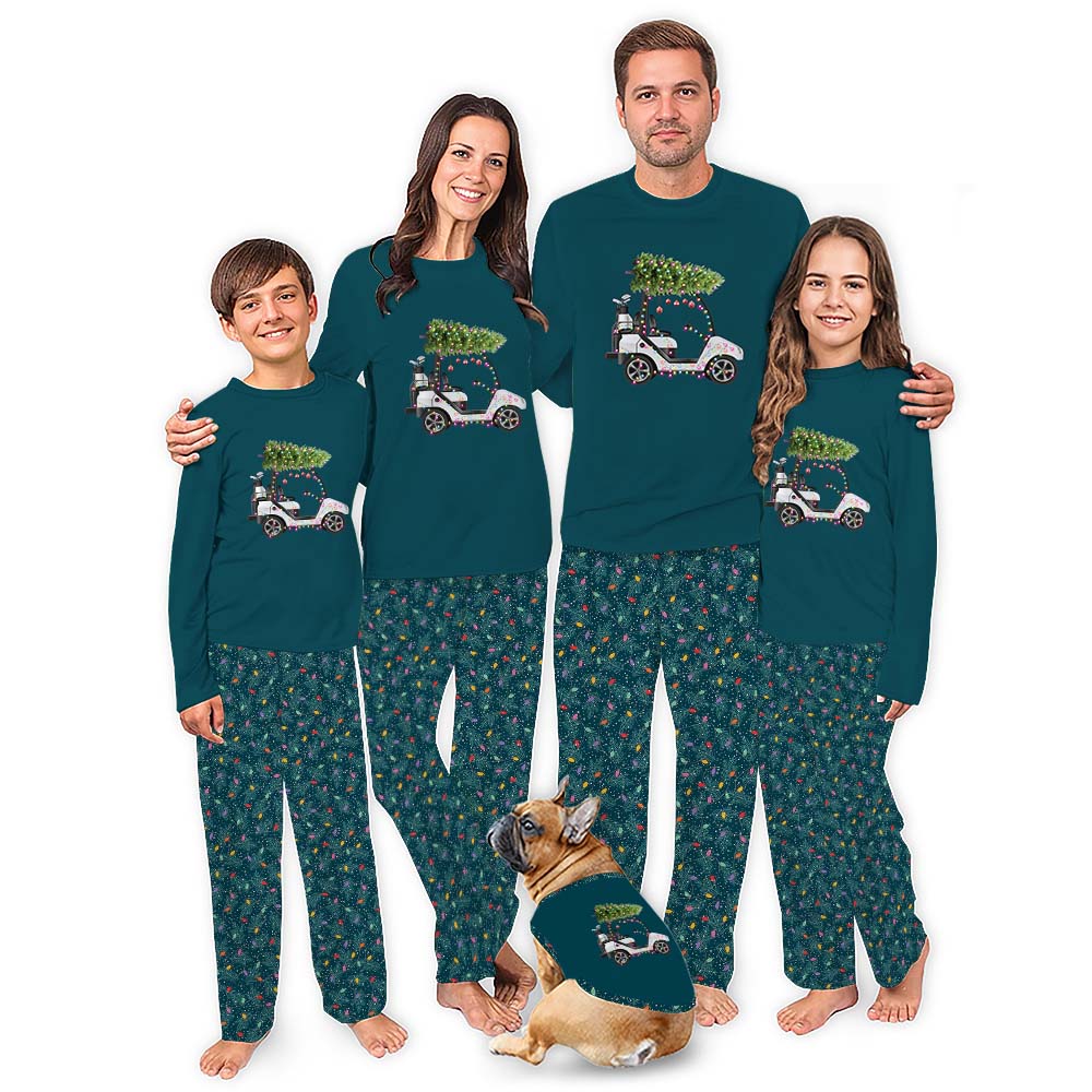 Golf Themed Matching Long Sleeve Christmas Pajamas Golf Themed Matching Long Sleeve Christmas Pajamas