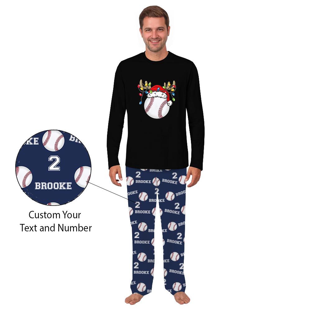 Cute Christmas Baseball Reindeer Plus Size Family Pajamas Cute Christmas Baseball Reindeer Plus Size Family Pajamas