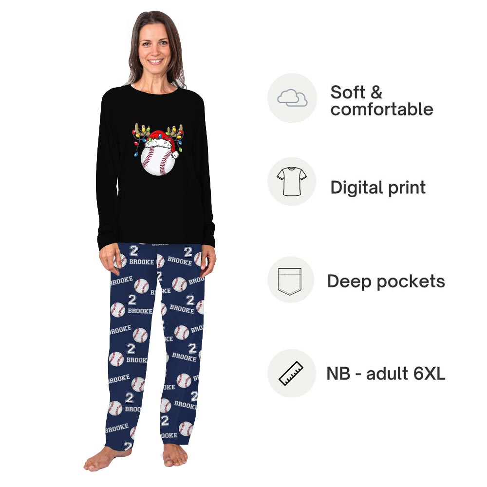 Cute Christmas Baseball Reindeer Plus Size Family Pajamas Cute Christmas Baseball Reindeer Plus Size Family Pajamas