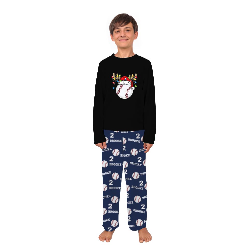 Cute Christmas Baseball Reindeer Plus Size Family Pajamas Cute Christmas Baseball Reindeer Plus Size Family Pajamas